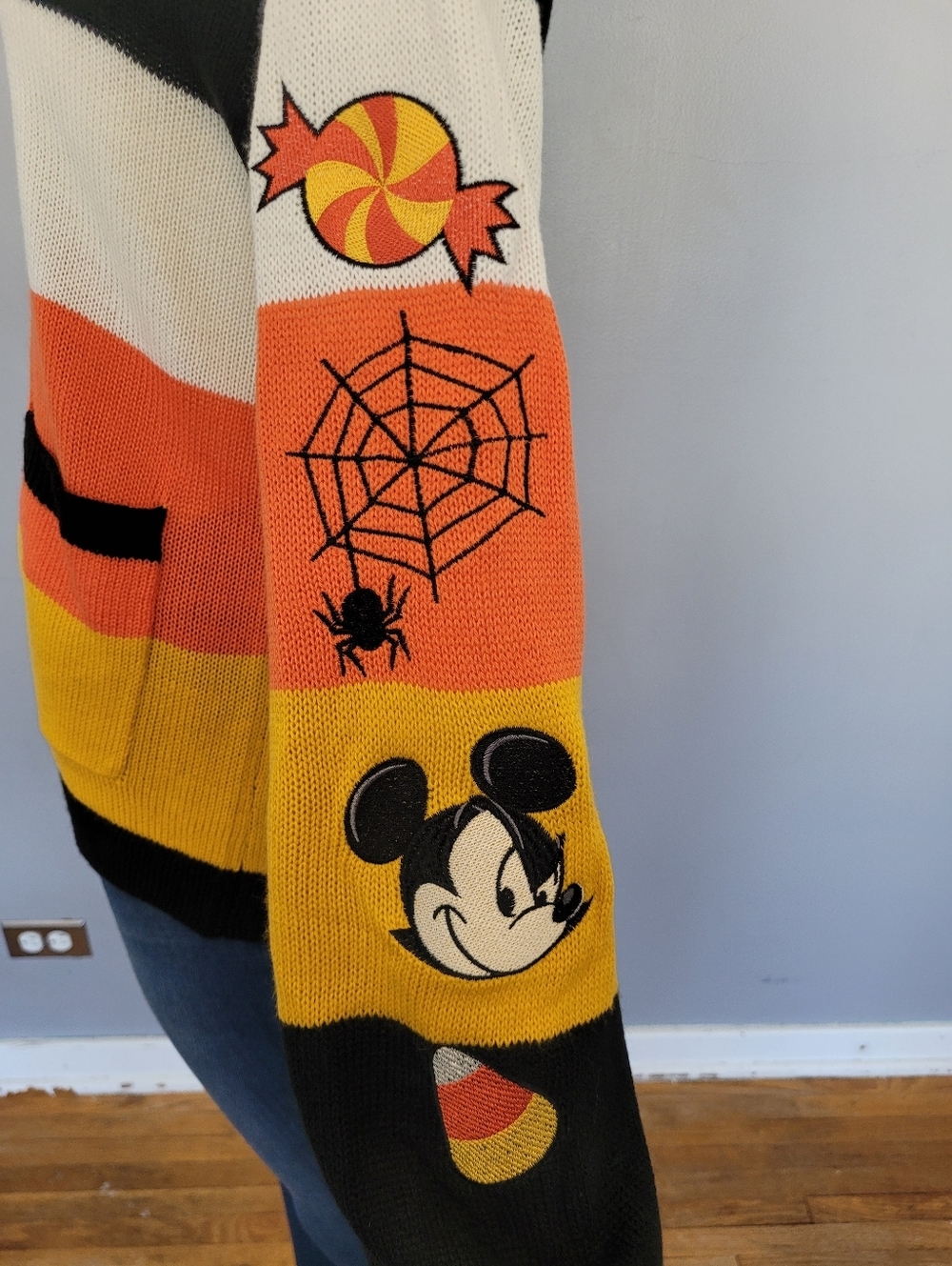 Her Universe Disney Halloween Mickey Mouse Stripe Hooded Cardigan, BNWT, Size M - Picture 7 of 9